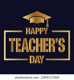 Vector happy teachers day lettering with gold color vector