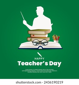 Vector Happy Teachers Day social media post design template with book.