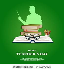 Vector Happy Teachers Day social media post design template with book.
