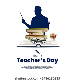 Vector Happy Teachers Day social media post design template with book.