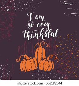 Vector Happy Thanksgiving lettering. Hand drawn typography for Thanksgiving card. Thanksgiving design for greeting card, flyer, banner, poster. Vector lettering .
