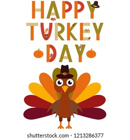 Vector Happy turkey day greeting card
