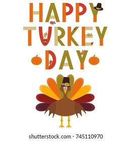 Vector Happy turkey day greeting card