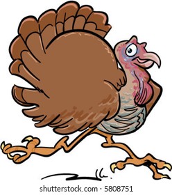 Vector Happy Turkey Running Illustration