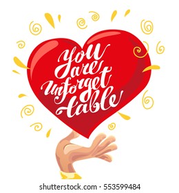 Vector happy Valentine day flat illustration on white background. Cartoon style. Merry lover's day card design.