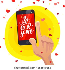 Vector happy Valentine day flat illustration on white background. Cartoon style. Merry lover's day card design.