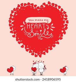 Vektor-Happy-Valentinstag Typografie mit rosafarbenen Rochen und Herzzeichen