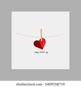 tarjeta de San Valentín feliz vectorial png Corazón en tela