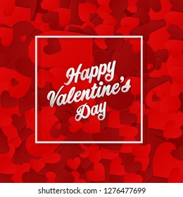 Vector Happy Valentine's day.The  abstract background with red hearts