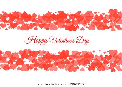 Vector Happy Valentine's Day background from two bands of hearts and text.