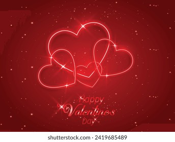 
Vector del Feliz Día de San Valentín con el parpadeante corazón y el diseño de fondo rojo.