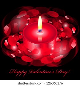 Vector "Happy Valentines Day" card with red candle
