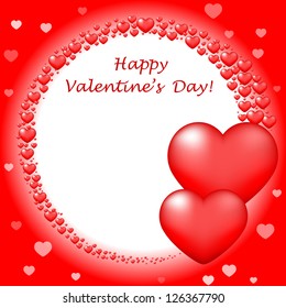 Vector "Happy Valentine's Day" card with red hearts