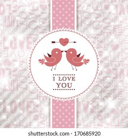 Vector Happy Valentine's Day card design. I Love You.