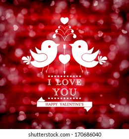 Vector Happy Valentine's Day card design. I Love You.