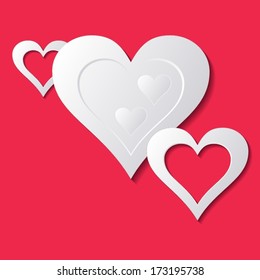 Vector happy valentine's day card with white hearts