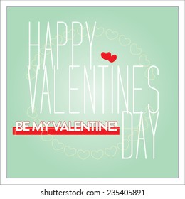 Vector Happy Valentines Day card with hearts and lettering.
