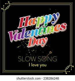 Vector Happy Valentines Day Card with backdrop and colorful letters