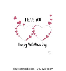Vector Feliz Día de San Valentín con corazones. Te amo