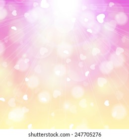 Vector Happy Valentine's day card hearts light background.