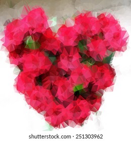 Vector happy Valentine's day card, Wedding invitation card background with polygonal roses