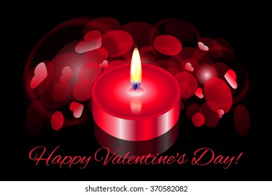 Vector "Happy Valentines Day" card with red candle