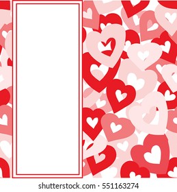 Vector Happy Valentine's Day card template with space for text. Hand drawn hearts.