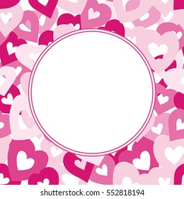 Vector Happy Valentine's Day card template with space for text. Hand drawn hearts.