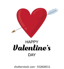 Vector Happy Valentine's day card. Card with a heart and Cupid's arrow.