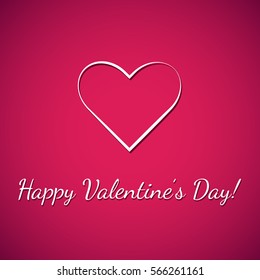 Vector happy valentine's day card, poster, banner. Celebration, love, romance, white inscription and heart on hot pink background. 