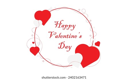Vector of Happy Valentines Day with circle frame heart on white background design.