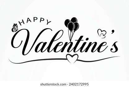 Vector Happy valentines day creative lettering valentine card.