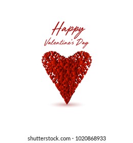 Vector Happy Valentine's day. Font Type with valentine heart on white background.