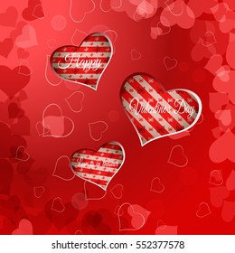Vector Happy Valentine's Day gradient background with cutout red heart.