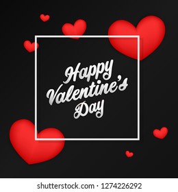 Vector Happy Valentine's Day greeting card .The red hearts background.Festive banner and poster.