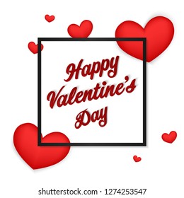 Vector Happy Valentine's Day greeting card.The red hearts background.Festive banner and poster.