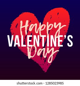 Vector Happy Valentine's Day greeting card with hand drawn heart