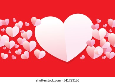 Vector of Happy Valentines Day with heart and red background design.