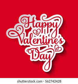 Vector "Happy Valentines Day" inscription on red background