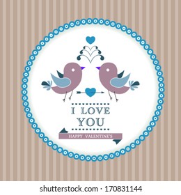 Vector Happy Valentine's Day invitation card. I Love You. Perfect as invitation or announcement.
