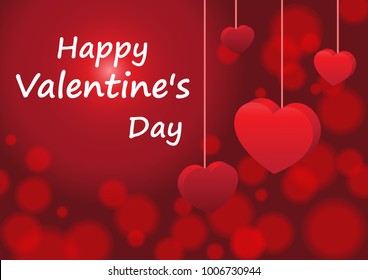 Vector Happy Valentines Day with red 3D
