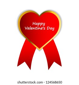 vector Happy Valentine's Day red label with ribbons