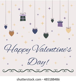 Vector Happy Valentine's Day romantic card. For greetings, invitations and more.