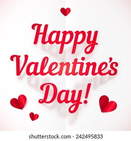 Vector Happy Valentine's Day sign in folded paper style