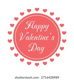 Vector Feliz Día de San Valentín Texto con corazones circulares