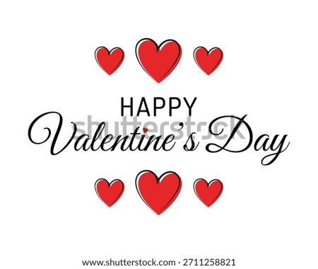 Vector Happy Valentine's Day Text With Red Hearts