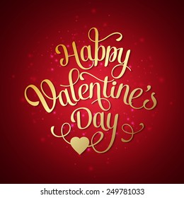 Vector Happy Valentines Day Vintage Card With Lettering