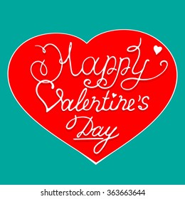 Vector Happy Valentines Day Vintage Card With Lettering.
