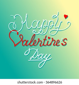Vector Happy Valentines Day Vintage Card With Lettering.