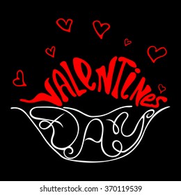Vector Happy Valentines Day Vintage Card With Lettering.